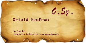 Oriold Szofron névjegykártya